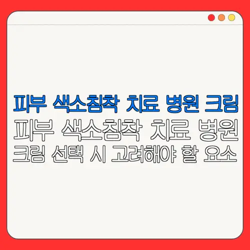 피부 색소침착 치료 병원 크림피부 색소침착 치료 병원크림 선택 시 고려해야 할 요소